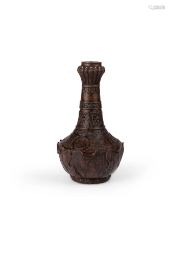 A carved agarwood bottle vase, agarwood or chenxiangmu