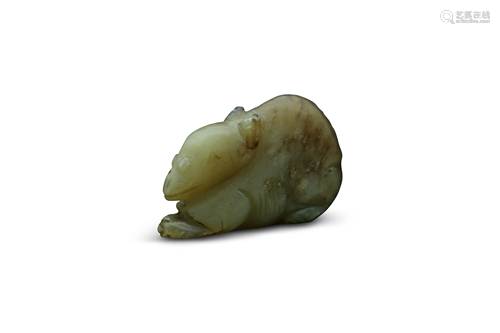 A jade carving of a rabbit, L 5,5 cm