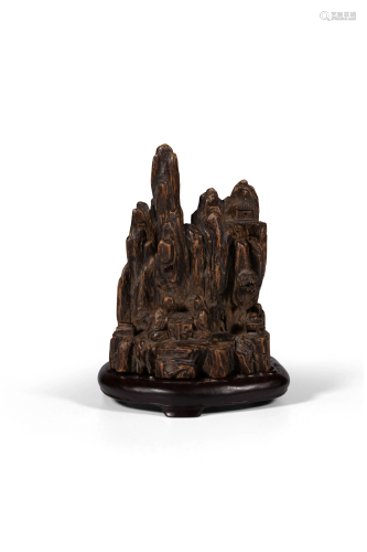 A Chinese agarwood or chenxiangmu carving of a
