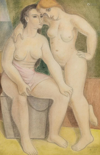 Edgar SCAUFLAIRE (1893-1960) 'two female figurines',