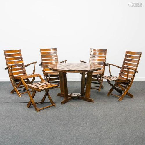 A set of garden chairs with table, made by Rausch,