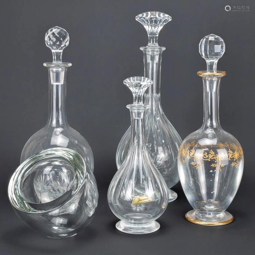 An assembled collection of 3 Baccarat decanters, a