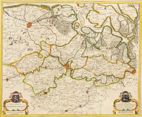 Joan BLAUE (1571-1638) 'Episcopatus Gandavensis' Map of