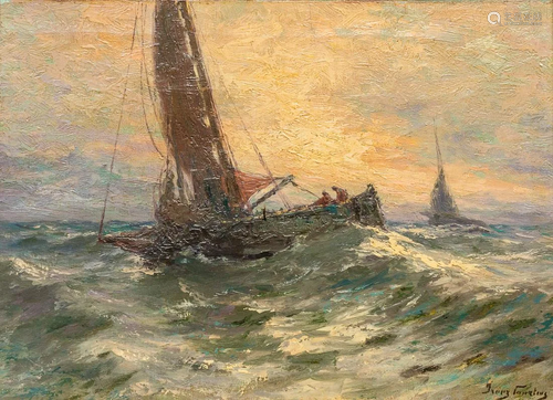 Franz COURTENS (1854-1943) 'The Sailboat' a painting