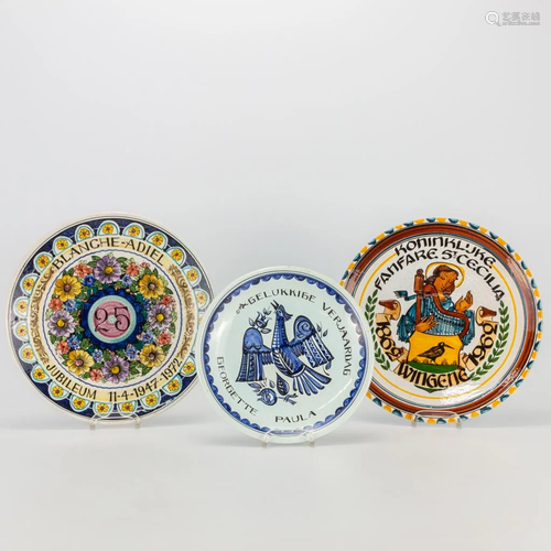 A collection of 3 ceramic plates made by Perignem