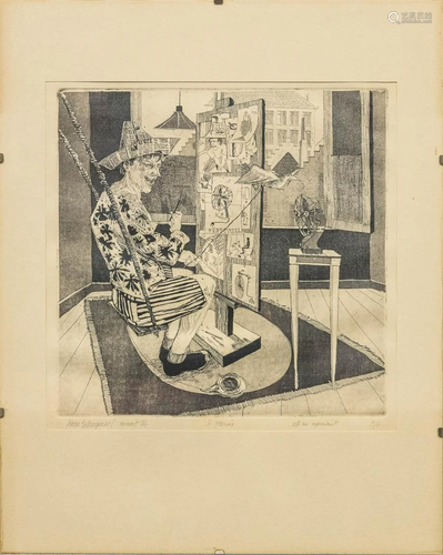 Koen SCHERPEREEL (1961-1997) self portrait, etching