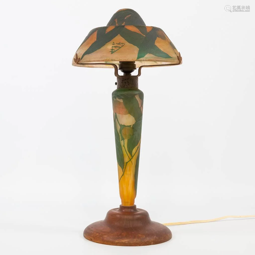 A p�te de verre art nouveau table lamp, marked