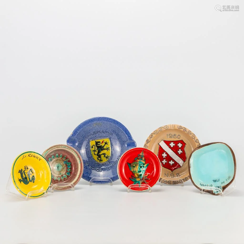 A collection of 6 ceramic plates made by Perignem