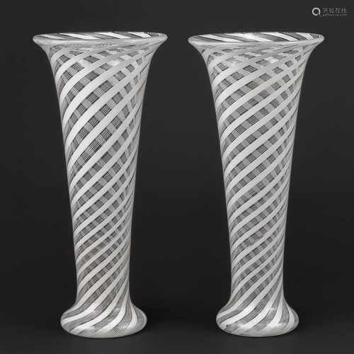 A pair of vases made of glass in Murano, Italy, around