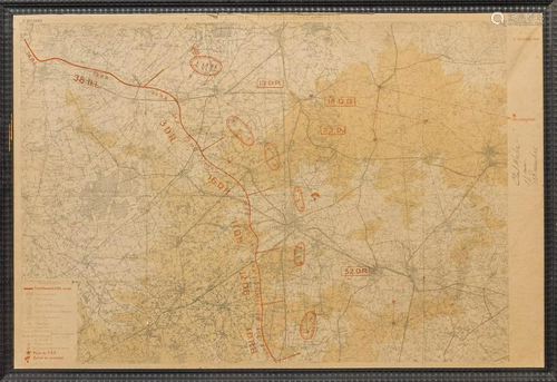 An antique map of the front line in Belgium, during