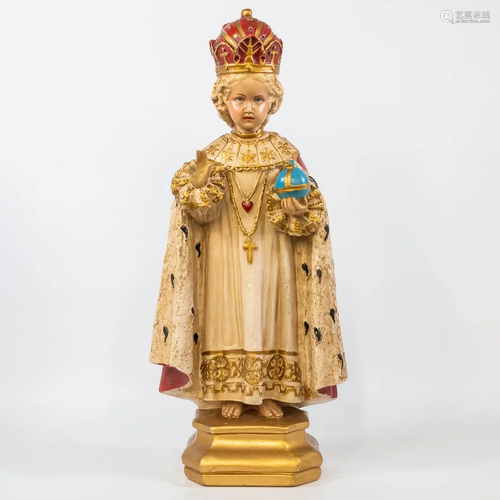 A plaster statue of infant Jesus of Prague, displayed