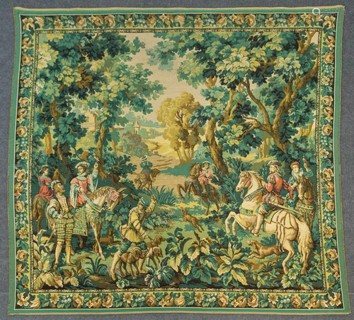 A gobelin tapestry with the decor of medieval hunters