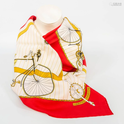 A foulard, scarf or shawl made of silk marked Herm�s