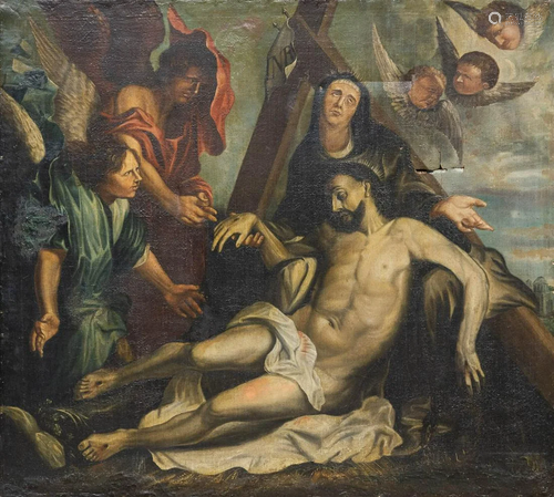 No signature found, an antique painting 'Jesus is taken