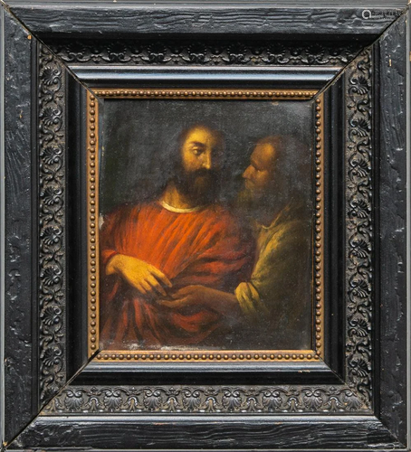 No signature found, an antique painting of Jesus Christ