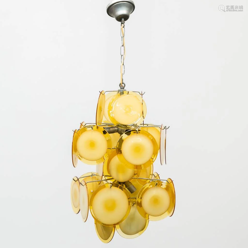 A mid-century glass chandelier made in Murano, Italy by