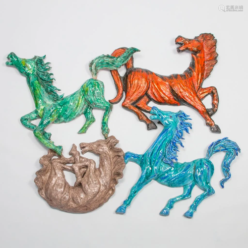 A large 'piece unique' wall sculpture of 4 horses made