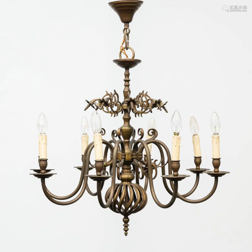 A bronze Flemish chandelier with openworked ball. 20th