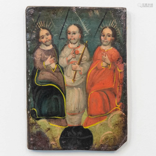 No signature found, an antique painting of 3 holy