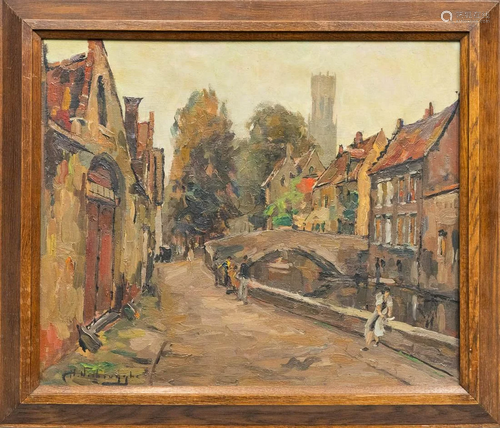 Charles Henri VERBRUGGHE (1877-1974) Bruges, oil on