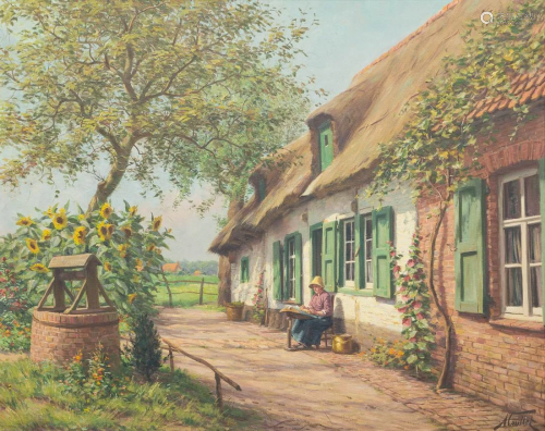 Albert CAULLET (1875-1950) 'The farm view', oil on