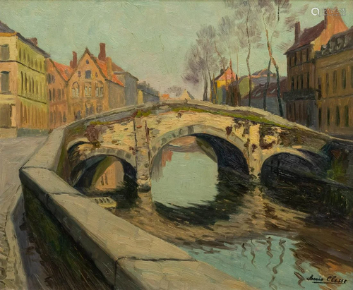 Louis CLESSE (1889-1961) Augstijnenbrug in Bruges, Oil