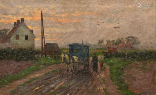 Albert CAULLET (1875-1950) The horse drawn carriage,