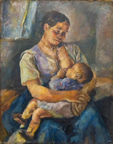 Adrien DUPAGNE (1889-1980) Mother nursing the child,