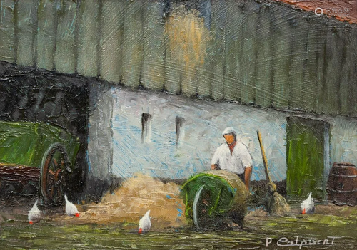 Pros COLPAERT (1923-1990) a small painting of a farmer