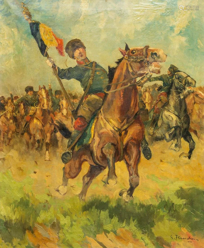 Gustave FLASSCHOEN (1868-1940) 'The Charge', oil on