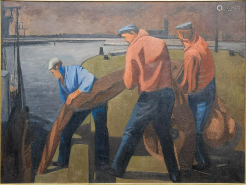 Maurice DEBAILLE (1898-1987) 'Les Pcheurs', oil on