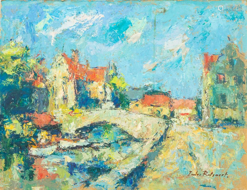 Jules ROTSAERT (1910-1968) a view of Bruges, oil on