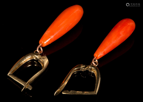 Gold and Coral Earrings