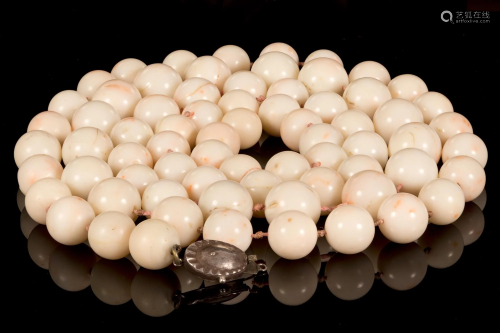 White Coral Beaded Necklace - Especially Long