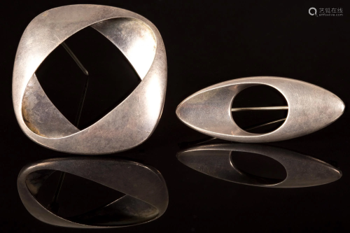two GEORG JENSEN silver brooches