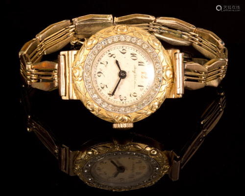 Gold Watch Set w/ Diamonds - c 1900