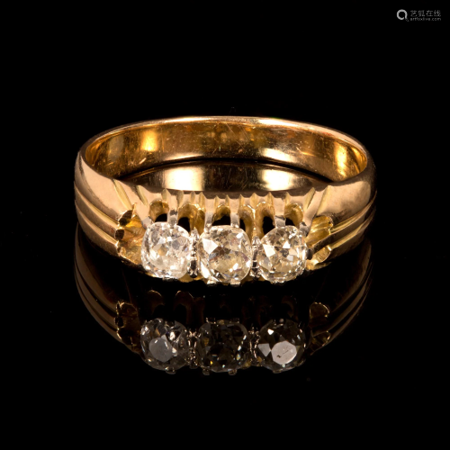 Victorian 14K Yellow Gold and Diamond Ring