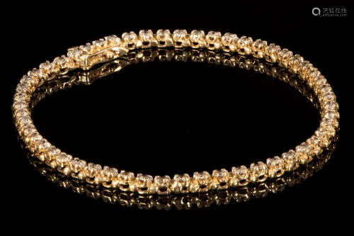 Gold and Diamond Tennis Bracelet