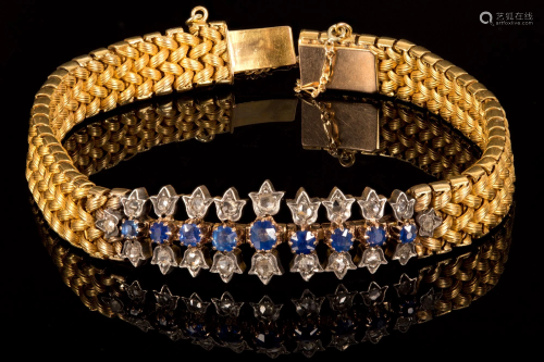 18k gold sapphire and diamond bracelet - circa 1880