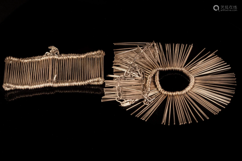 Modernist Silver Necklace and Bracelet Set