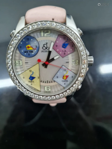 Jacob & co 5 time zone diamond bezel watch