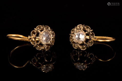 Georgian/Victorian 18k gold and diamond earrings 19th