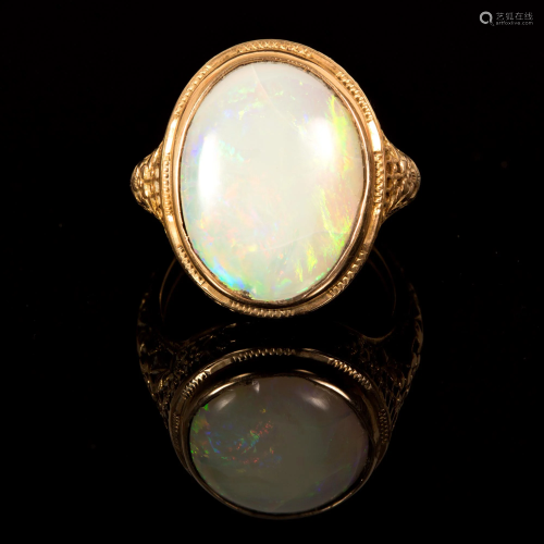 A Victorian 14K Yellow Gold and Opal Ring