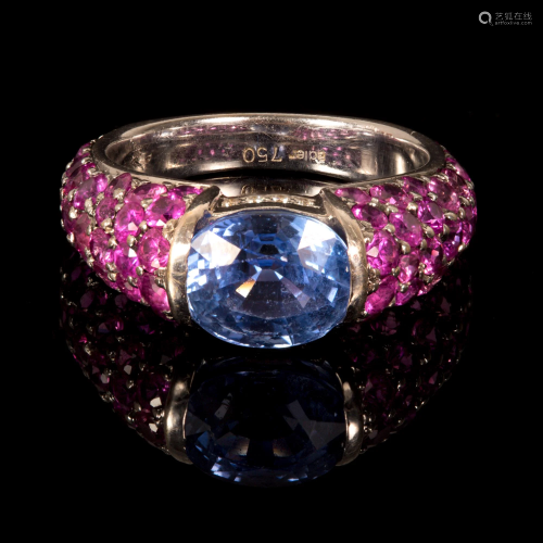 3 ct sapphire and ruby shank ring - ADLER
