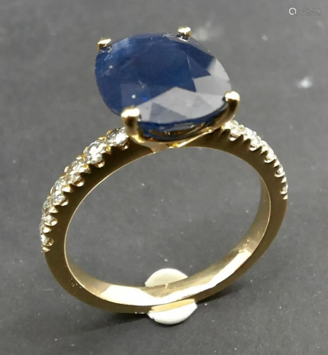 Gold Ring Set w/ Sapphire and Diamonds