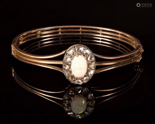 Victorian Gold Bracelet Set w/ Opan & Diamonds
