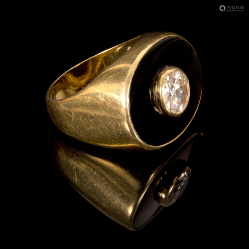 Gold Ring Set w/ Diamond and Onyx