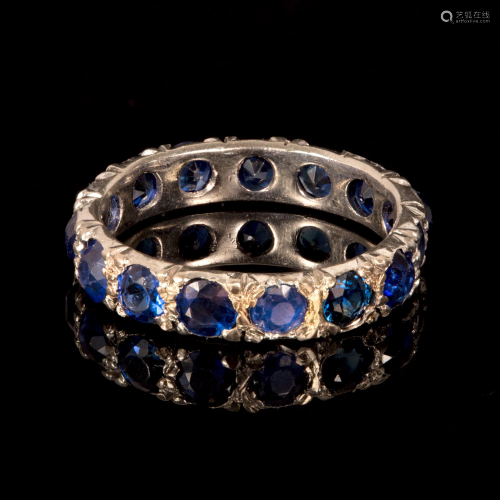An Antique Platinum and Sapphire Eternity Band
