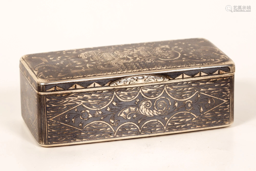 Tobacco Box, 84 Silver w/ Niello, Russia, Moscow 1845