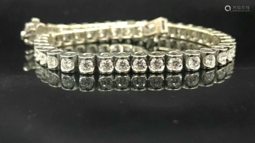 18k white gold tennis 5ct diamonds bracelet
